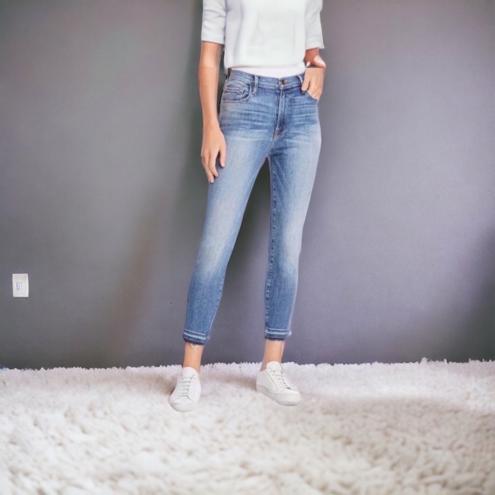 FRAME Denim Jean Ali High Rise Cigarette Stoney Frayed Raw Hem Size 29